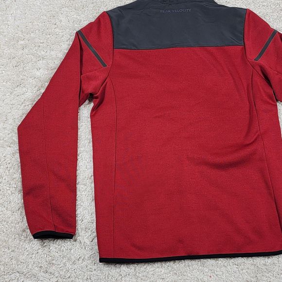 Peak Velocity Sport Jacket Mens S Red Hooded Logo Long Sleeve Track Hiking - Picture 8 of 10